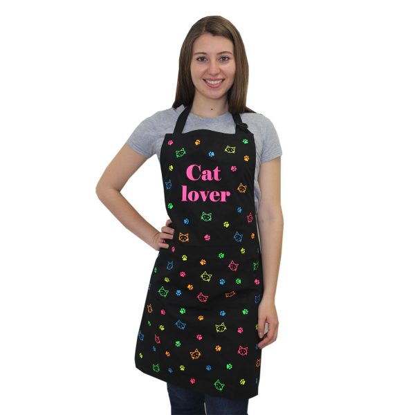 Delantal Cat Lover Negro