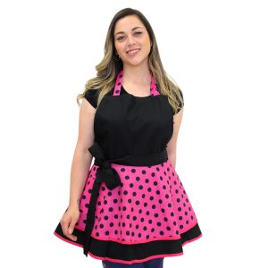 Delantal Vintage Negro - Fucsia