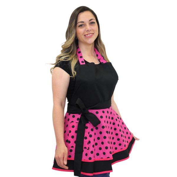 Delantal Vintage Negro - Fucsia