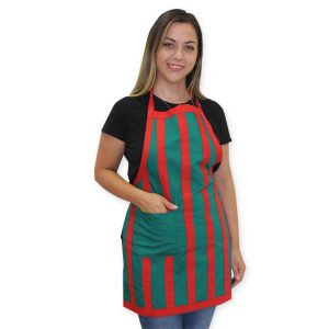 Delantal listado verde rojo
