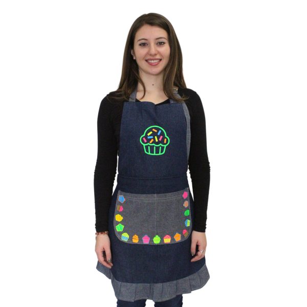 Delantal mezclilla Cupcakes colores - Mujer