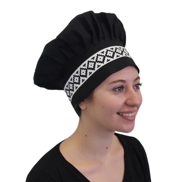 Gorro Negro Estampado Grecas Blanco- Chef