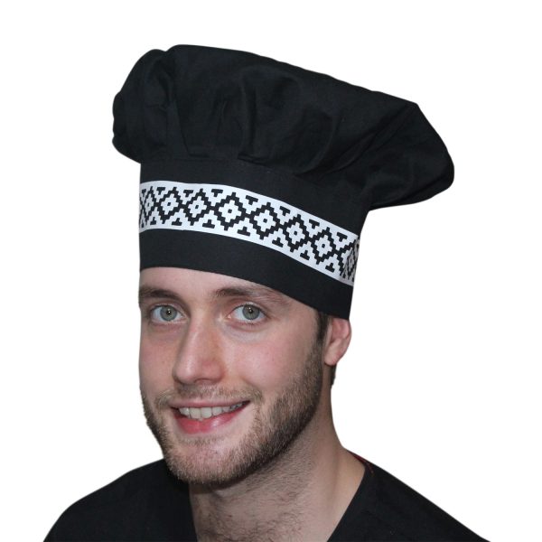 Gorro Negro Estampado Grecas Blanco- Chef