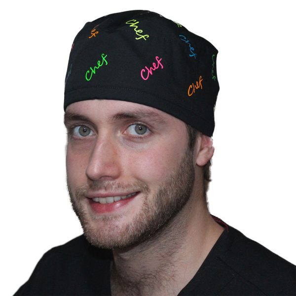 Gorro Negro Chef Escrito Colores - Unisex