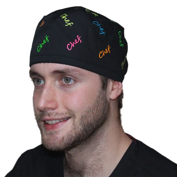Gorro Negro Chef Escrito Colores - Unisex
