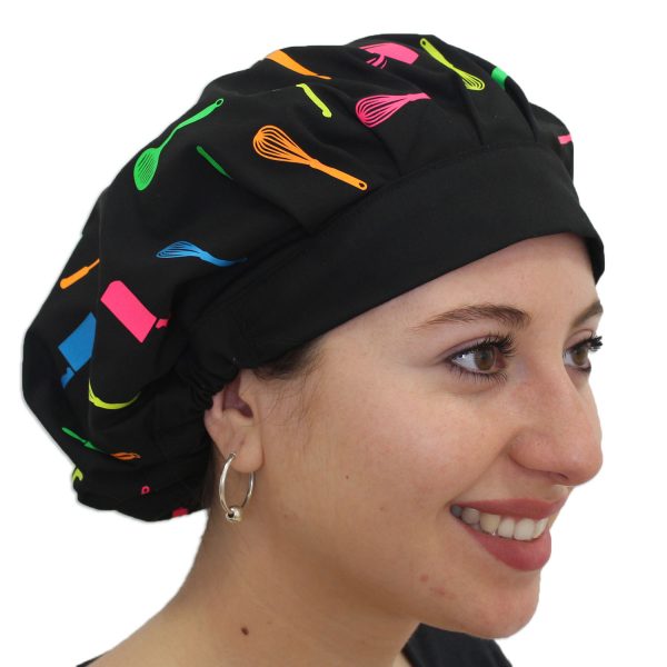 Gorro Negro Estampado Utensilios - Mujer