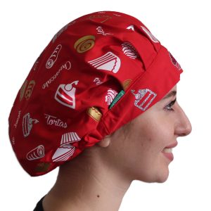 Gorro Rojo Estampado Repostería - Mujer