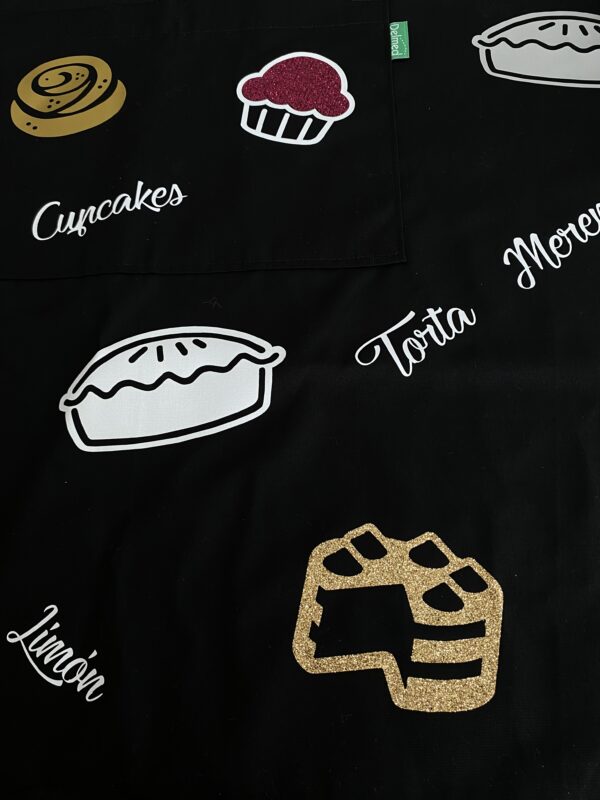 Delantal de cocina diseño repostería pastelería negro - Imagen 3