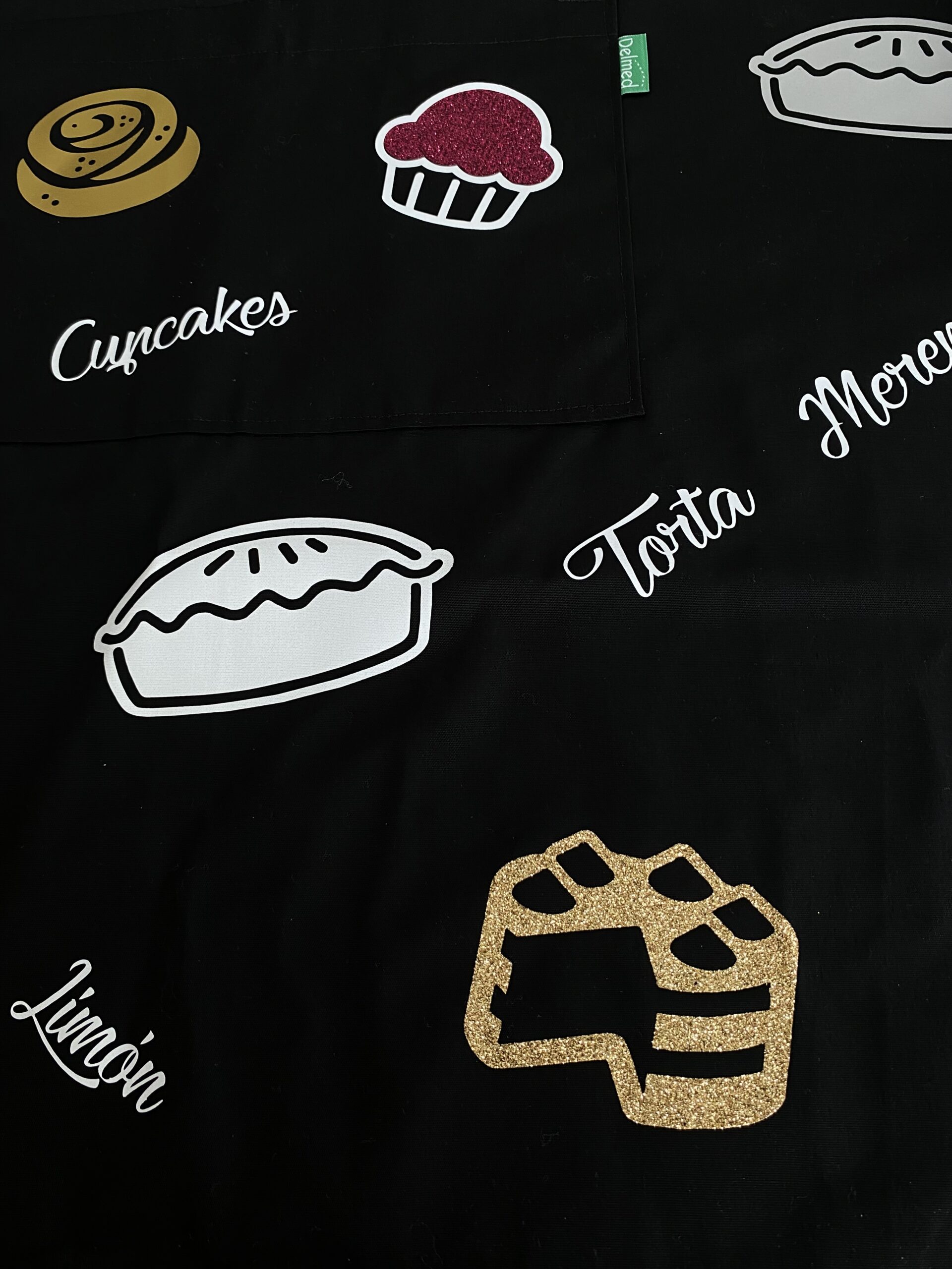 Delantal De Cocina y Gorro Cocina Diseño Repostería Negro - Delmed