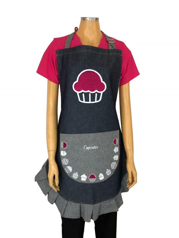 Delantal mezclilla  Cupcakes Glitter Fucsia - Mujer - Imagen 2
