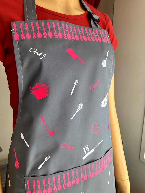 Delantal Chef Gris-Fucsia